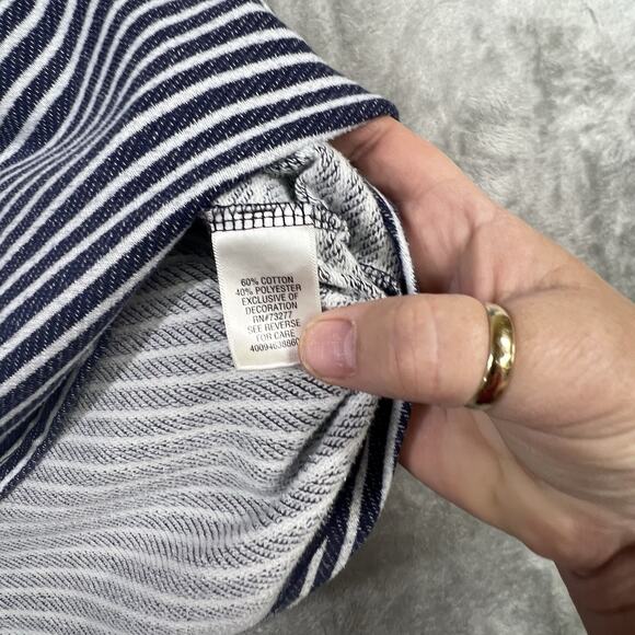 Knit Shirt Womens Sz L Blue White Striped Nautical 3/4 Sleeves - Picture 6 of 10